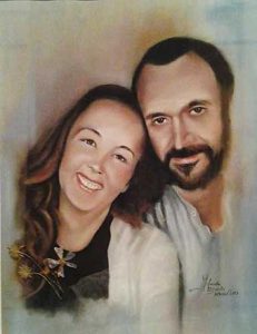 Retrato a pastel de Petri y Serkan