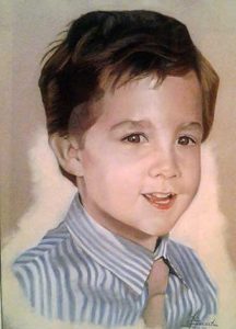 Retrato a pastel de Dario con 4 años