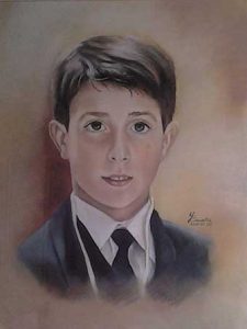 Retrato a pastel de Guillermo en su comunión