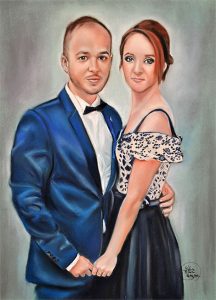 Retrato a pastel medio cuerpo