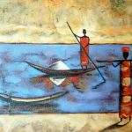 Cuadro pintado a oleo de tema étnica