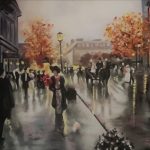 Cuadro pintado a óleo Paris lluvioso