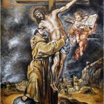 Réplica a óleo de San Francisco abrazando a Cristo en la Cruz
