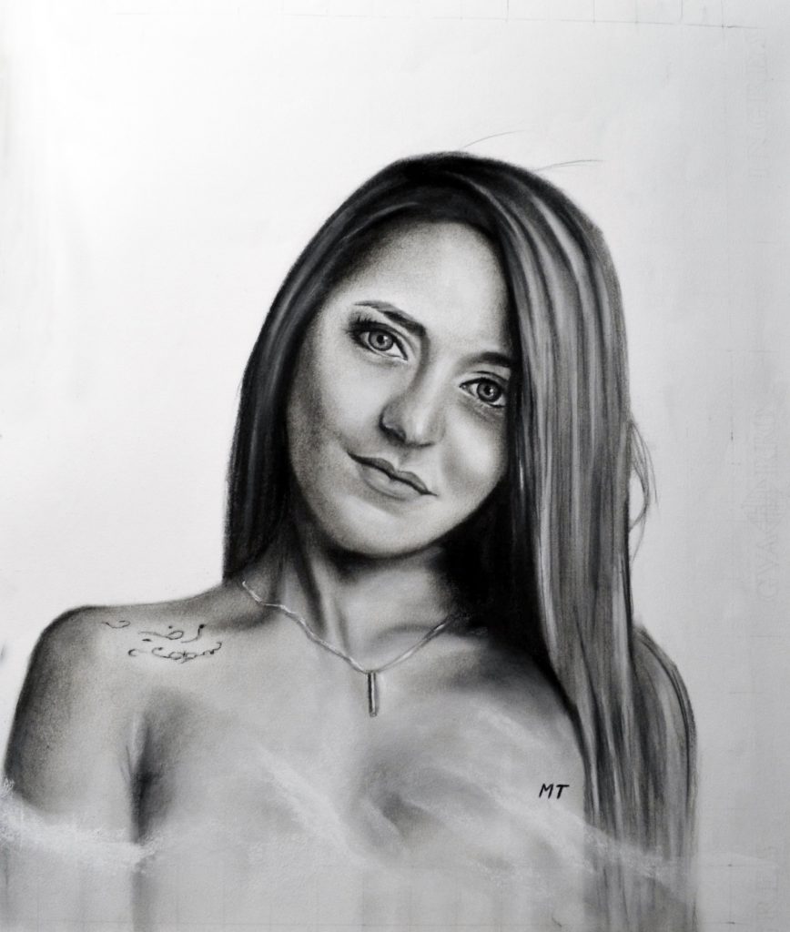 Retrato pintado a carboncillo